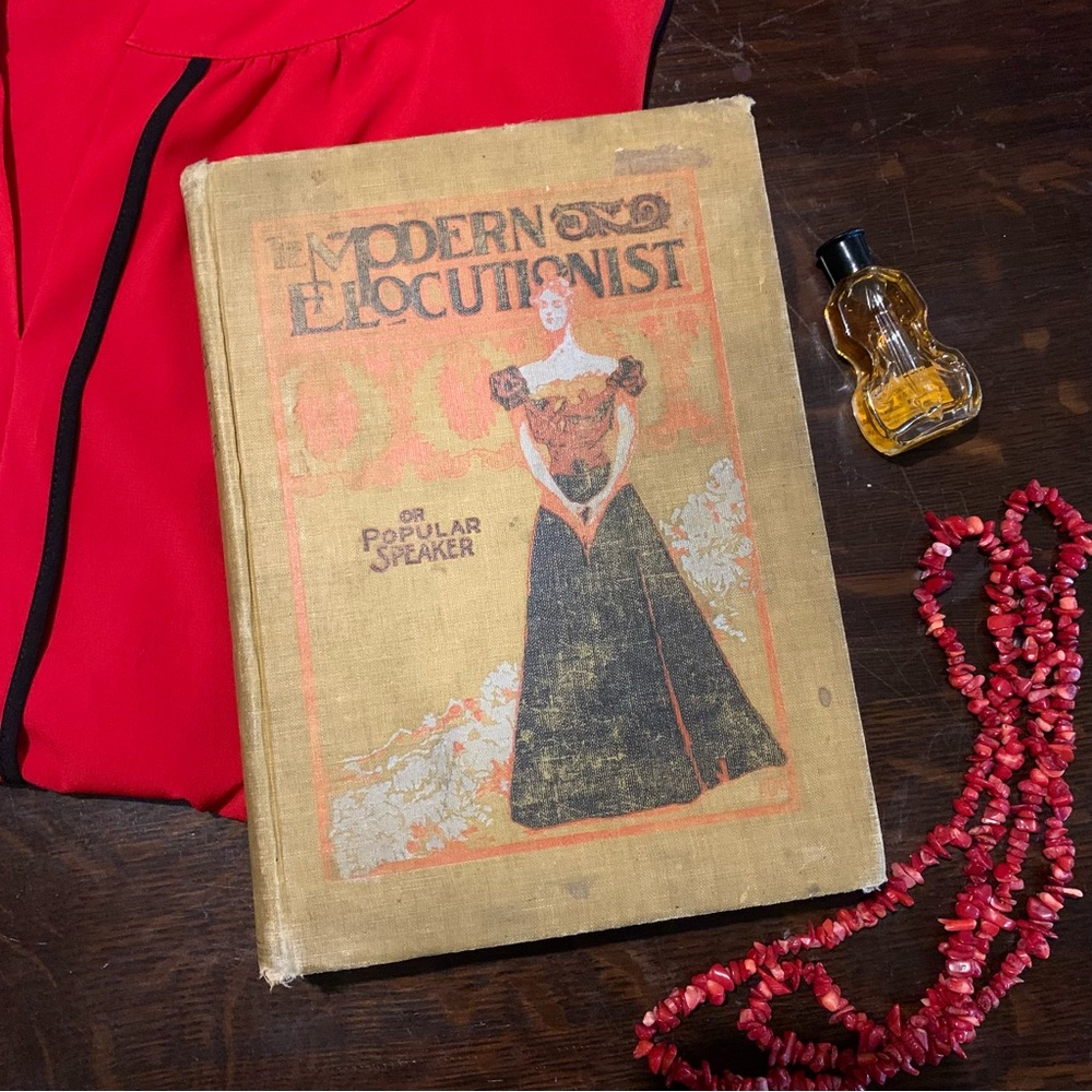 1900 Antique Hardcover Book with Red and Black Cover Art